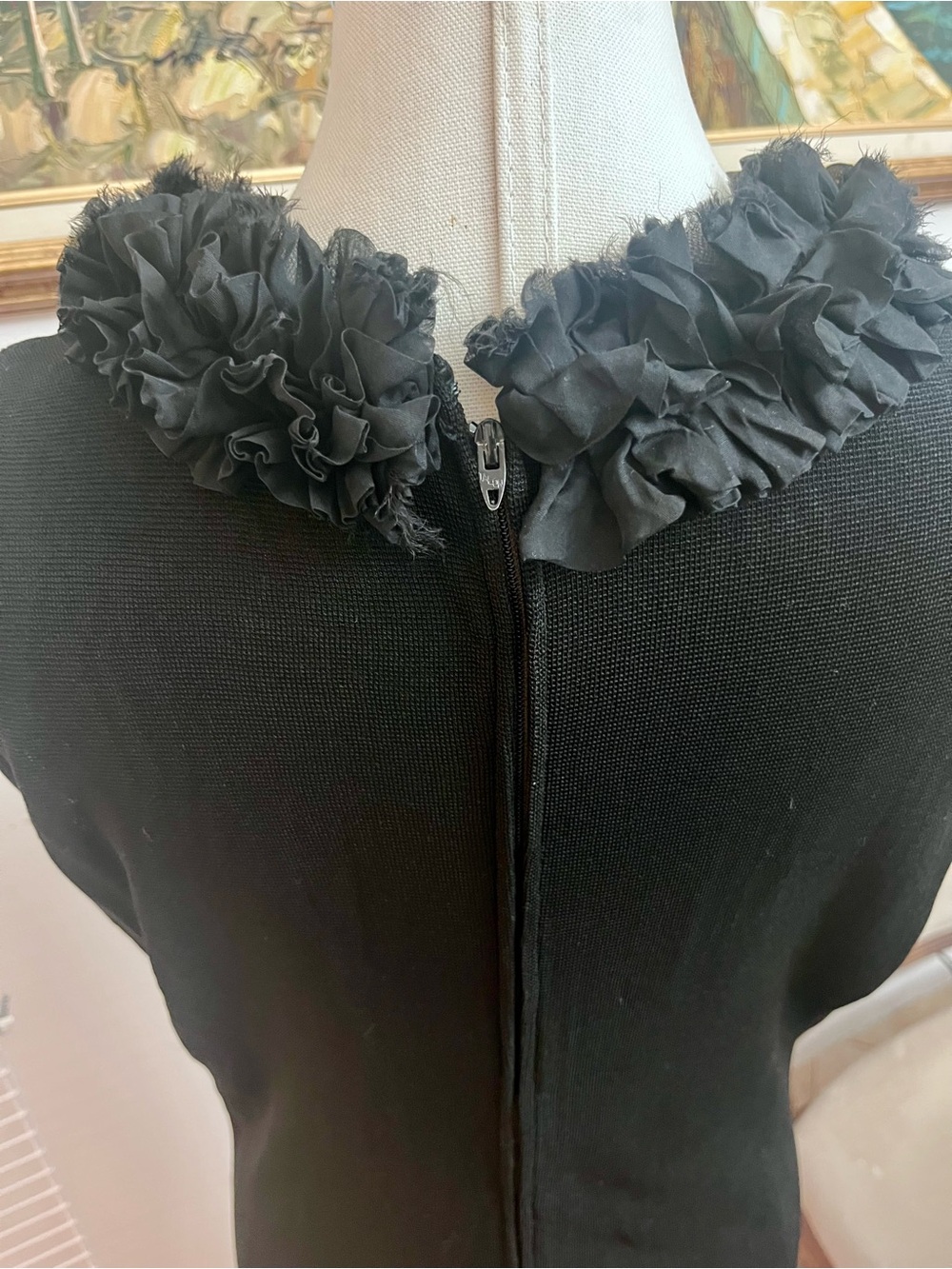 Black Ruffled Statement Necklace - Women Jewelry - Picture 6 of 10